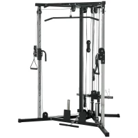 SPORTNOW Multifunktionale Kraftstation mit Klimmzugstange, 15-fach verstellbare Trainingsstation, Schwarz(m-1)