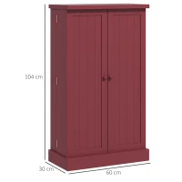 HOMCOM Küchenmöbel Vorratsschrank 2 Türen mit 5 Regalen und 12 Gewürzregalen - 60 x 30 x 104 cm - Rot(m-3)