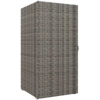 Outsunny Gartenschrank aus PE-Rattan mit 2 Fächern, 60x63x120cm, Grau(m-5)