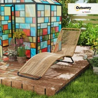 Outsunny Sun Lounger, woven resin, 'S' shape, steel frame 176 x 58 x 82 cm, natural(m-9)