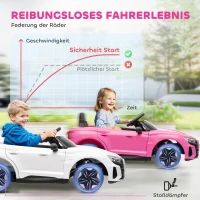 HOMCOM Kinder-Elektroauto mit Fernbedienung, Sicherheitsgurt, Hupe, Musik, Scheinwerfer, bis 5 km/h, 3-5 Jahre, Rosa(m-7)
