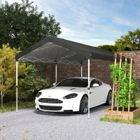 Outsunny Faltbare Gartenpavillon 3x6 m Höhenverstellbarer Faltpavillon UPF50+ mit Tragetasche Dunkelgrau(m-4)