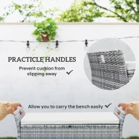 Outsunny Outdoor White Wicker Resin Storage Bench 250L with Removable Cushion, for Garden, Balcony(m-7)