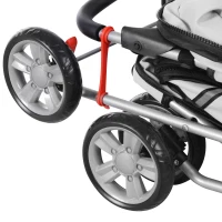 PawHut Cat Pushchair, Foldable, W/ 4 Wheels - Grey & Silver(m-9)