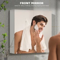 HOMCOM 60 x 15 cm Double Door Bathroom Mirror Cabinet - White(m-6)