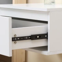 HOMCOM Nachttisch Set 2 Stück mit Schublade und schwebendem Design aus Spanplatte und MDF, 49x38x23 cm, Weiß(m-4)