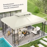 Outsunny Toit de Rechange pour Tonnelle Crème 3 x 4 m(m-2)