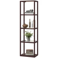 HOMCOM Four-Shelf Floor Lamp - Dark Brown(m-11)