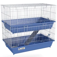 PawHut Double Tier Small Animal Cage Rabbit Chinchillas Cage w/ Ramp Food Dish Water Bottle Deep Trays Pet Home 72 x 44 x 67 cm(m-1)