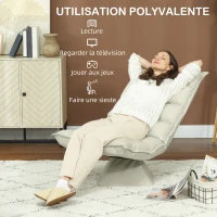 HOMCOM Fauteuil de sol paresseux pivotant 360° avec dossier inclinable design capitonné 62 x 62 x 95 cm beige(m-7)