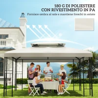 Outsunny Copertura per Gazebo da Giardino Tetto Sostitutivo Anti-UV Impermeabile in Poliestere 3x4m, Beige(m-6)