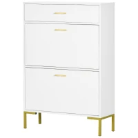 HOMCOM Three Drawer Slim Shoe Storage Cabinet, 12 Shoe Pairs - White(m-11)