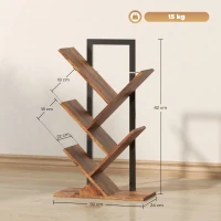 HOMCOM Four-Section Tree Bookcase - Wood-Effect(m-3)