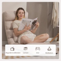 HOMCOM Einzelner Schlafsessel mit verstellbarer Rückenlehne und Kopfstütze in 5 Positionen, 58x119x78cm, beige(m-4)