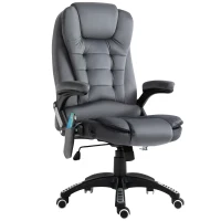 Vinsetto Massage Office Chair Recliner, Ergonomic Gaming Heated Home Office Padded & Swivel Base, Velvet-Feel Fabric, Grey(m-12)