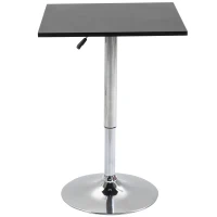 HOMCOM Höhenverstellbarer Bartisch, 360° drehbar, kratzfeste Füße, stabile Metallbasis, Schwarz/Silber(m-8)