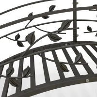 Outsunny Gartenbrücke Teichbrücke Gartendekoration dim. 119L x 67B x 47H cm mit Geländer Weinrankenmotiv Schwarz(m-4)