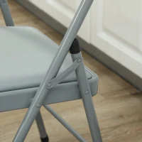 HOMCOM Set of 4 indoor folding and portable chairs with velvet padded seats and backrests, steel frame, light gray(m-9)