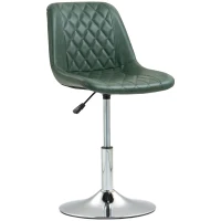 HOMCOM Bürostuhl ohne Rollen und Armlehnen, drehbar mit Stahlbasis, höhenverstellbar, aus Kunstleder, grün(m-1)