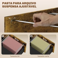 HOMCOM Móvel Arquivo para Escritório com 2 Gavetas Bloco de Gavetas para Arquivos com Fechadura para Pastas Suspensas Tamanho A4 e Carta 80x39x73,5 cm Preto e Marrom(m-4)