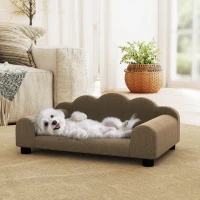 PawHut Elevated Dog Sofa Bed, Breathable Pet Sofa with Backrest and Armrest for Small Dogs, Brown(m-8)