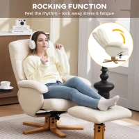 HOMCOM Relax Chair with Footrest Reclining Chair 360° Swivel Reclining Backrest Load 120 Kg Cream(m-5)
