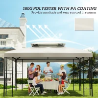 Outsunny 3x4m Gazebo Replacement Roof Canopy 2 Tier Top UV Cover Garden Patio Outdoor Sun Awning Shelters Cream (TOP COVER ONLY)(m-6)