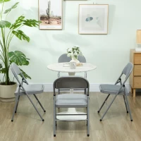 HOMCOM Set of 4 indoor folding and portable chairs with velvet padded seats and backrests, steel frame, light gray(m-8)