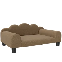 PawHut Elevated Dog Sofa Bed, Breathable Pet Sofa with Backrest and Armrest for Small Dogs, Brown(m-1)