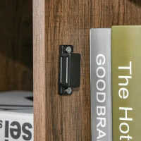 HOMCOM Mehrzweckschrank mit Regalen und Schrank aus Holz mit Metalltür, Möbel für Wohnzimmer und Küche, 80x35x82cm, Braun Grau(m-3)