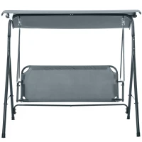 Outsunny 3-Sitzer-Schaukelbank mit Verstellbarem Verdeck und Kissen, aus Stahl und Polyester, 172x110x153 cm, Grau(m-1)