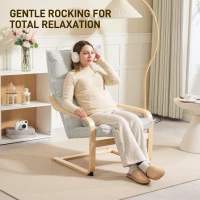 HOMCOM Lounge Chair Modern Leisure Chair Bedroom Chair with Curved Armrests, Cushions, 67 x 83 x 105 cm, Cream(m-6)