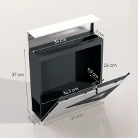 HOMCOM Wandbriefkasten aus verzinktem Stahl, abschließbar mit Fenster, Montagematerial, 37 x 11 x 37 cm, Silber(m-3)