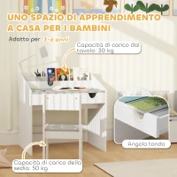 AIYAPLAY Set Sedia e Tavolino per Bambini 3-6 Anni con Organizzatore e Cassetto Estraibile, in Legno Grigio(m-7)