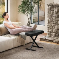 HOMCOM Klavierhocker Klappbar und in 4 Höhen Verstellbar, aus PU-Leder, Schaumstoff und Metall, 60x32x53-63 cm, Schwarz(m-3)