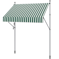 Outsunny Sonnensegel 2x1,2 m mit höhenverstellbaren Stützen und Kurbel, aus Aluminium, Metall und Polyester, Grün und Weiß