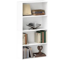 HOMCOM Bücherregal mit 4 Regalen und 2 Flexiblen Regalen, aus Holz, 60x24x115,5 cm, Weiß(m-5)