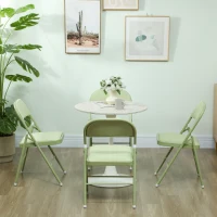 HOMCOM Set mit 4 klappbaren und tragbaren Innenstühlen mit gepolsterten Sitz- und Rückenlehnen aus Samt, Stahlrahmen, grün(m-4)