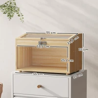 PawHut Hamsterkäfig aus Holz, Mäusekäfig mit öffnendem Deckel, Acrylfenster 55 x 35 x 35 cm, Naturholzoptik(m-3)