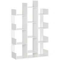 HOMCOM Mobiles Baum-Bücherregal mit 13 Regalen aus Spanplatte, 96x30x150cm(m-5)