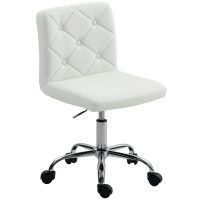 HOMCOM Bürostuhl verstellbar mit Knopfbezug aus PU-Leder, Schaumstoff und Stahl, 44x50x78-88 cm, Weiß