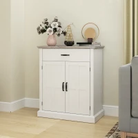 HOMCOM Wohnzimmerschrank im modernen Stil mit 2 Türen, Schublade und verstellbarem Regal, 75,2 x 40 x 91,5 cm, weiß(m-4)