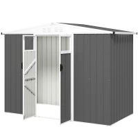 Outsunny Metall-Gartenpavillon 2,7 m² mit Fenster, 4 Belüftungsöffnungen und verriegelbarer Tür, 246 x 117 x 180 cm, Dunkelgrau(m-1)