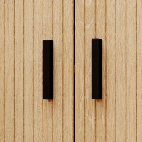 HOMCOM Set 2 Nachttische im skandinavischen Stil mit 2-stufigem Regal aus Holz und Stahl, 48x40x48 cm, Schwarz und Eiche(m-4)