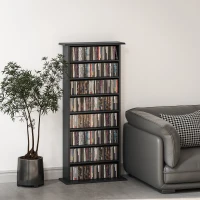 HOMCOM CD-Regal mit 6 verstellbaren Regalen, Kapazität 360 CDs/185 DVDs, 58x24x124,5 cm, Schwarz(m-4)