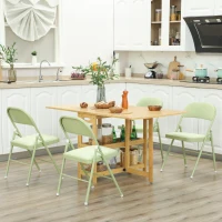 HOMCOM Set mit 4 klappbaren und tragbaren Innenstühlen mit gepolsterten Sitz- und Rückenlehnen aus Samt, Stahlrahmen, grün(m-2)