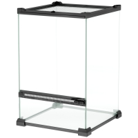 PawHut Glas-Terrarium für Reptilien Vivarium 12 L mit Metallnetzdeckel, 20 x 20 x 30 cm, Schwarz