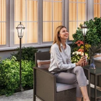 Outsunny Set 2 Lampi Solare de Gradina, Lumini de Exterior Solare cu 2 LED, Aprindere Automata si Durata 6 Ore, Negru(m-2)