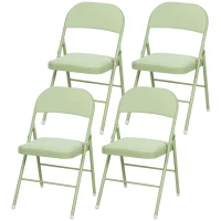 HOMCOM Set mit 4 klappbaren und tragbaren Innenstühlen mit gepolsterten Sitz- und Rückenlehnen aus Samt, Stahlrahmen, grün(m-1)