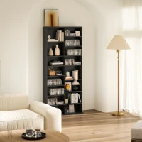HOMCOM CD-Regal mit 14 verstellbaren Regalen, Kapazität 640 CDs/360 DVDs, 78,5x24x175 cm, Schwarz(m-3)